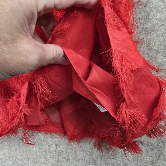 Shein Womens Red Fringe High-Neck Sleeveless Top Lightweight Polyester - Picture 4 of 8